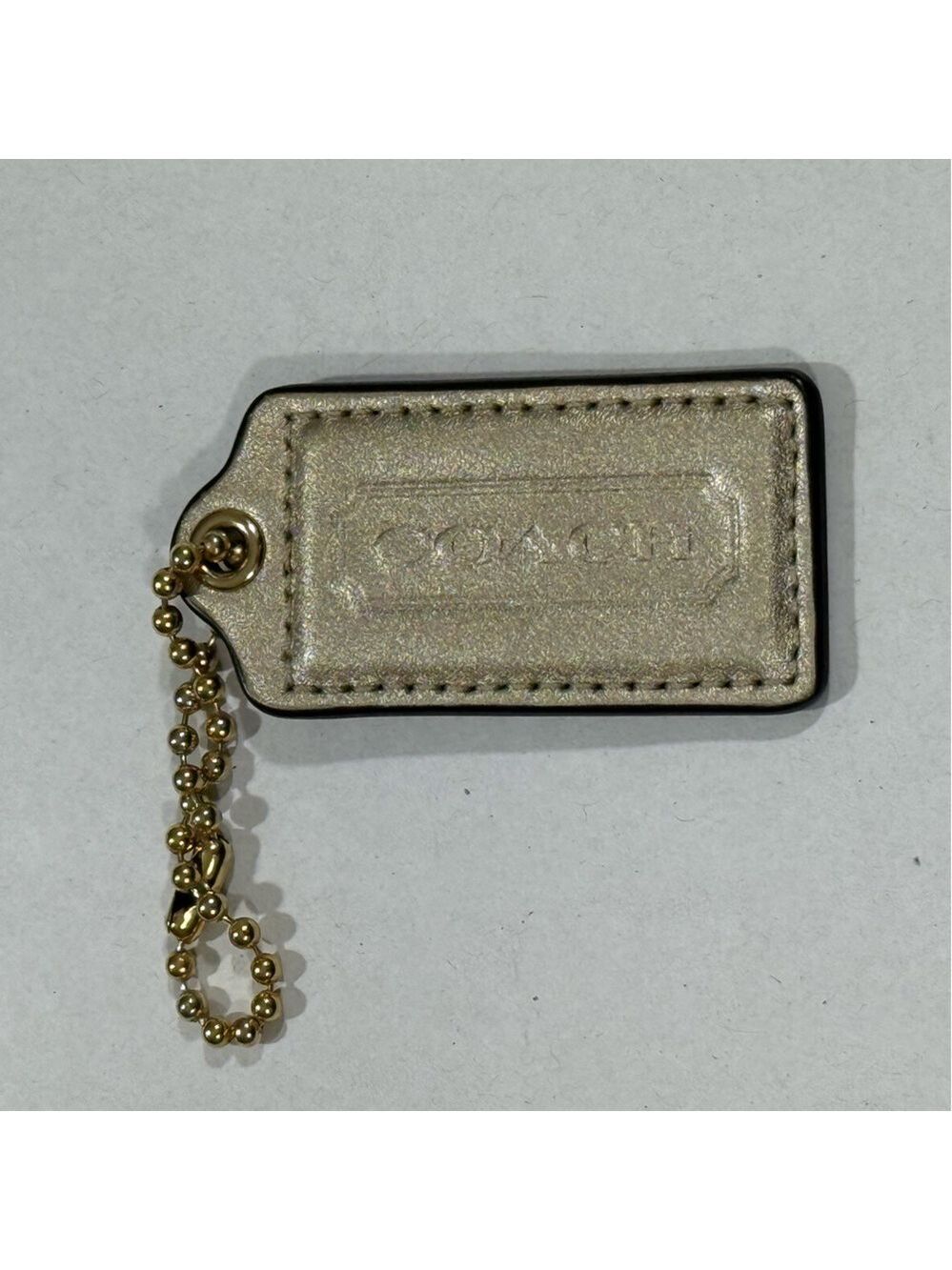 Coach Gold Key Fob Hang Tag Handbag Purse Charm Replacement 2.75” Rare w Chain